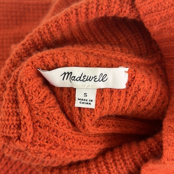 MADEWELL Orange Eastbrook Turtleneck Cross-Back Sweater in Cotton-Merino Yarn - Picture 9 of 10